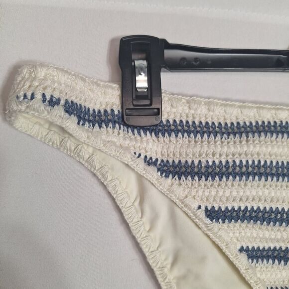 Aerie Cheeky Bikini Bottom Crochet Striped Nautical Boho Coastal Beach XL NEW - Picture 5 of 10